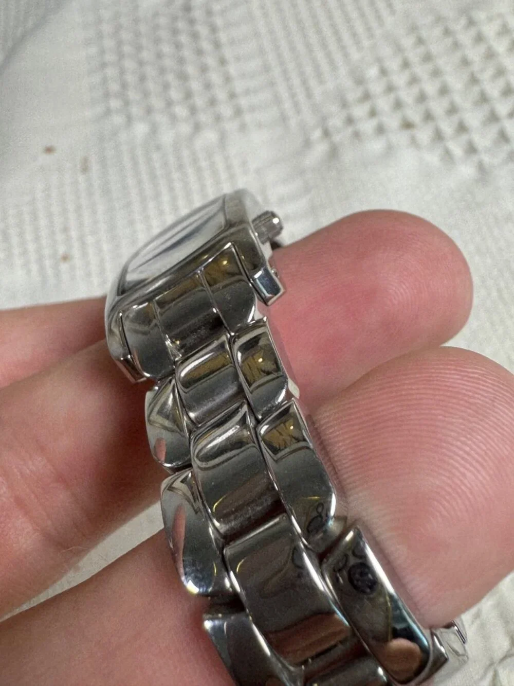 Fossil F2 Womens Stainless Steel Watch w Purple Dial Rectangular Face ES9597